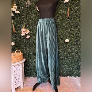House Of Harlow 1960 | Teal Velvet Shimmer Wide Leg Pants